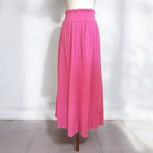 Pink Express Y2K Crinkle Broomstick Maxi Skirt Boho Gauze‎ Smocked Size Med